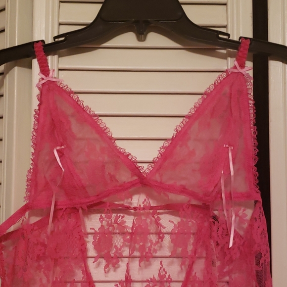❤️Nwt Victoria's secret large pink lingerie c thru - Picture 2 of 7